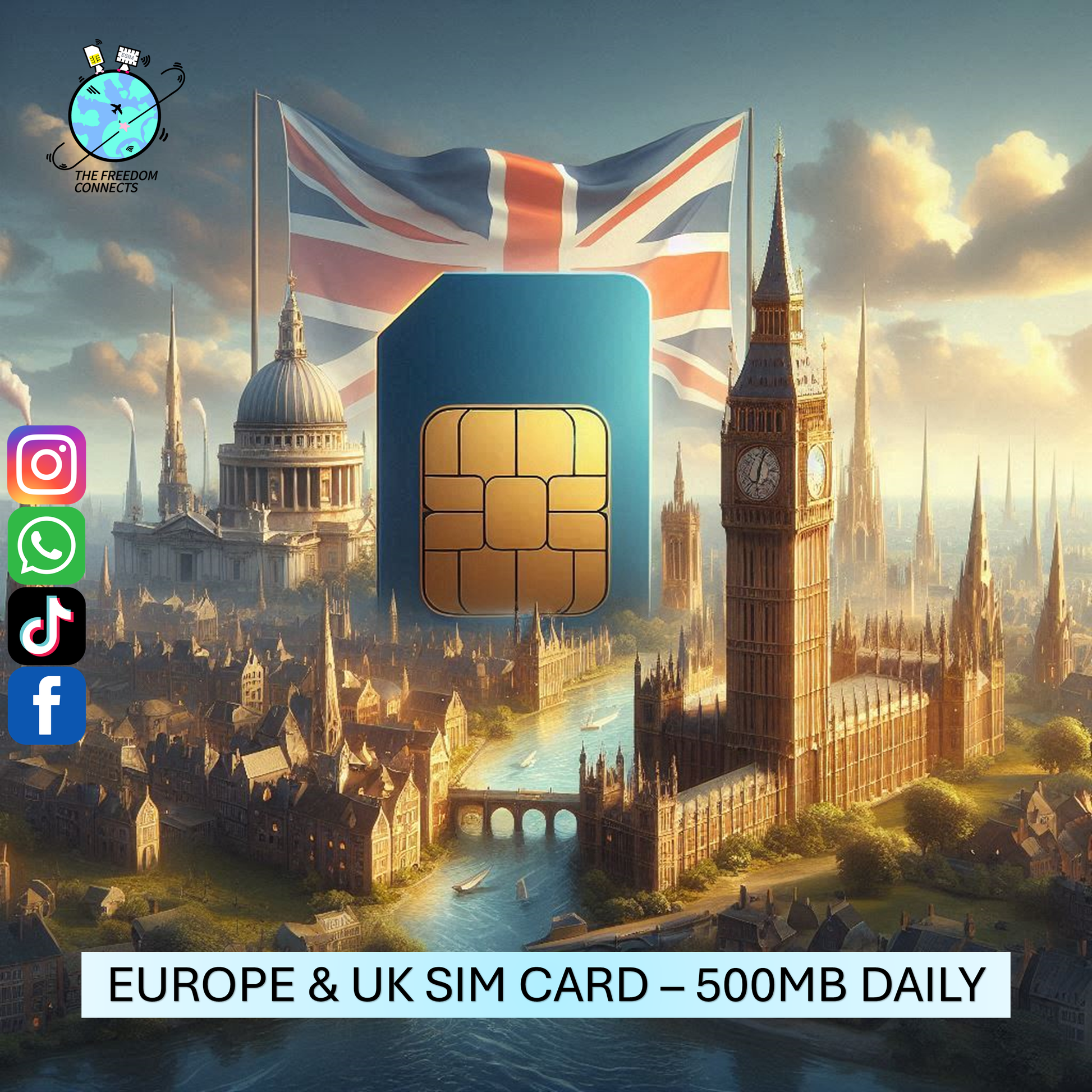 EUROPE UK UNITED KINGDOM SIM CARD 500MB DAILY