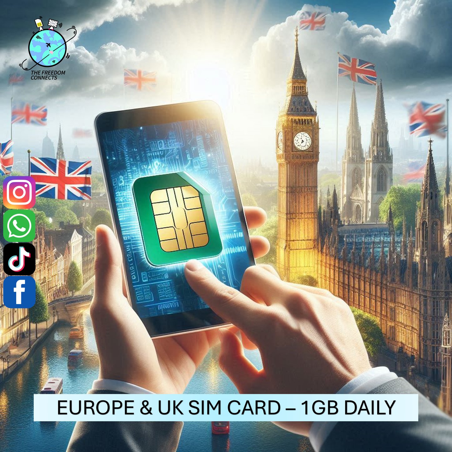 EUROPE UK UNITED KINGDOM SIM CARD 1GB DAILY