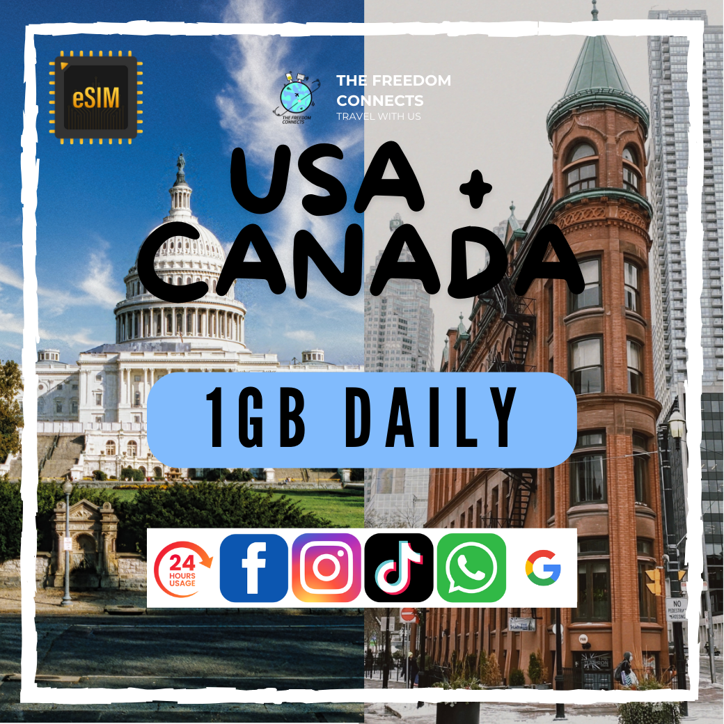 USA UNITED STATE AMERICA + CANADA 1GB DAILY