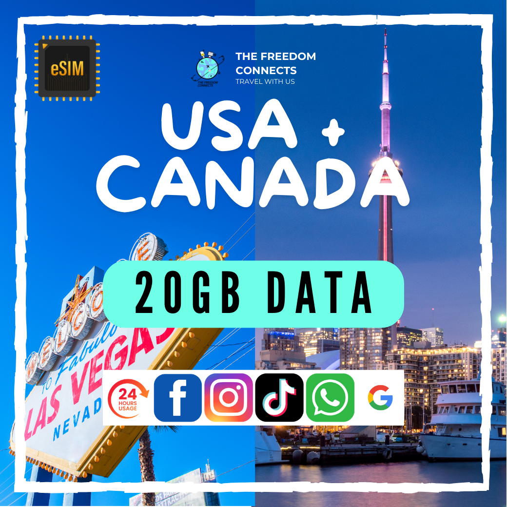 USA UNITED STATE AMERICA + CANADA 20GB DATA