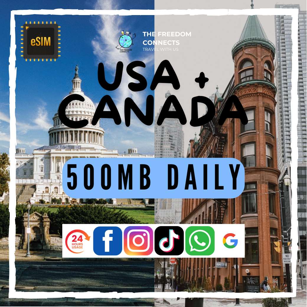 USA UNITED STATE AMERICA + CANADA 500MB DAILY